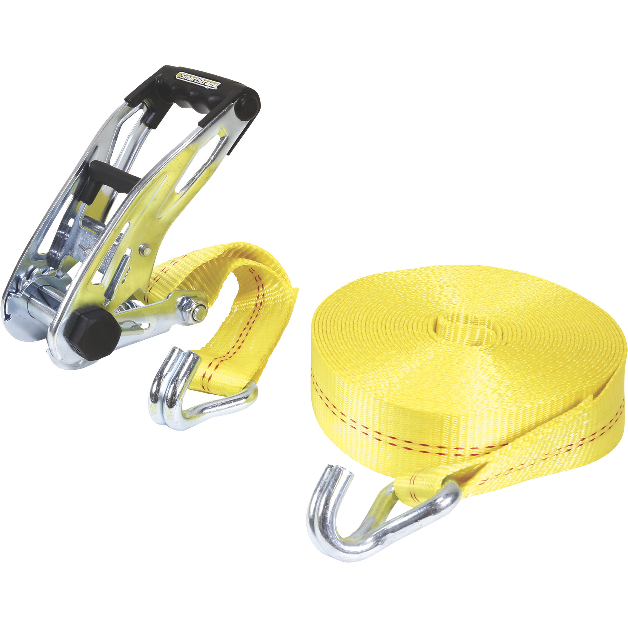 SmartStraps Hay Bale Ratchet Strap with J-Hook, 40ft. x 2in., 10,000-Lb. Breaking Strength, Yellow, Model# 1813